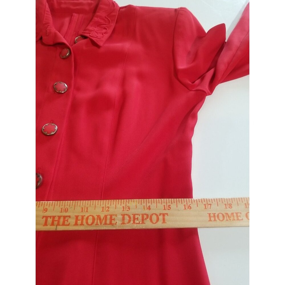 Howard Wolf Maxi Dress 12 Detachable Vest Long Sleeve Trim Buttons Red Vintage - Picture 10 of 15